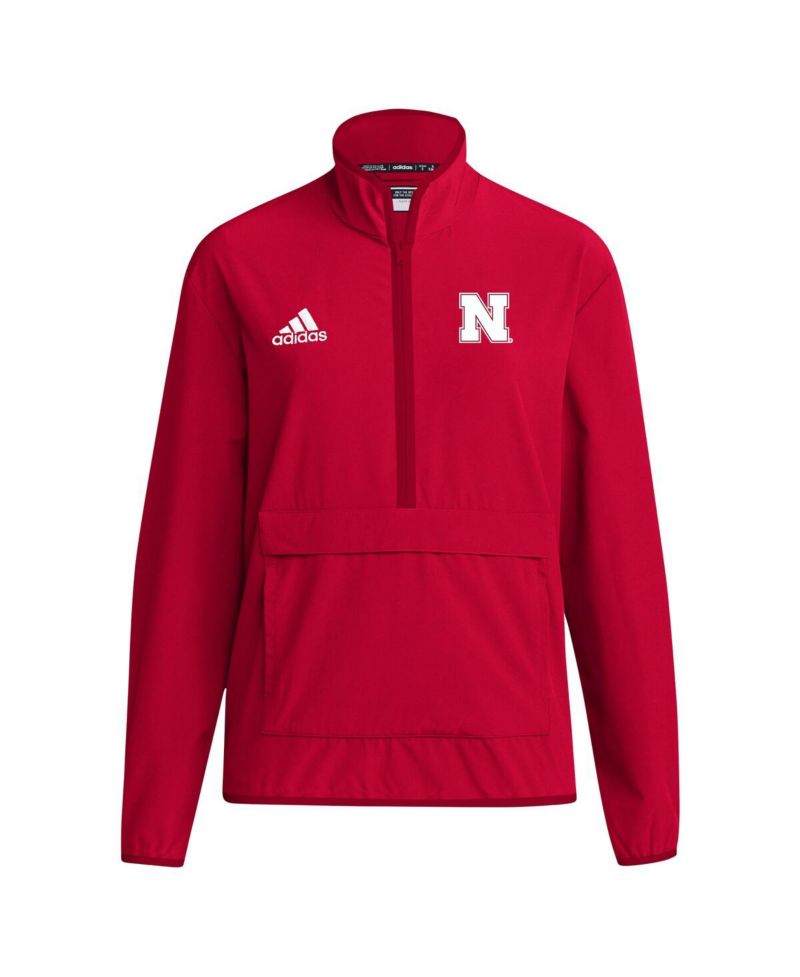 Men's Scarlet Nebraska Huskers Coaches Sideline Half-Zip Jacket