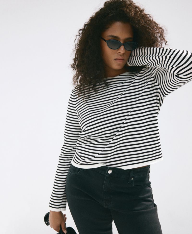 Women's Striped Crewneck Long-Sleeve Sweater