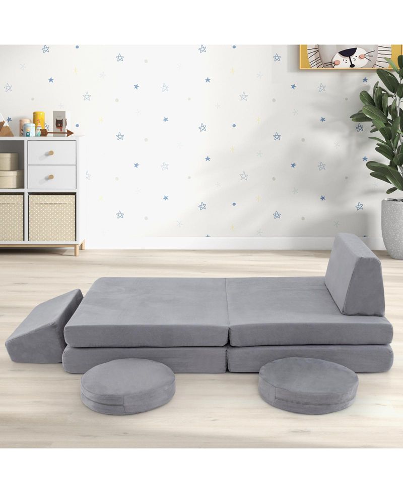 6 Piece Kids Play Sofa Set with Modular Cushions and Washable Covers