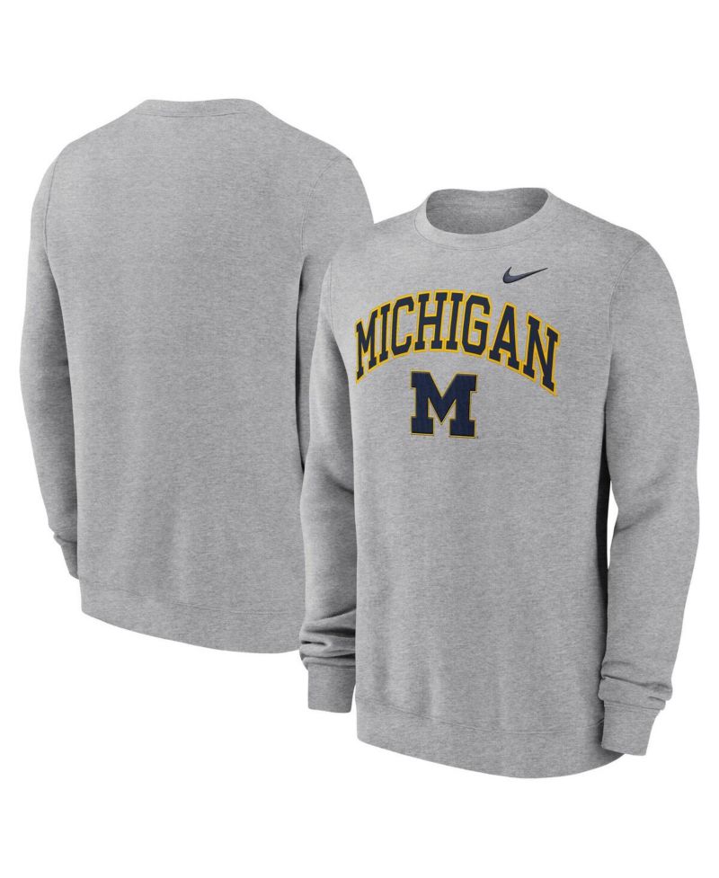 Men's Gray Michigan Wolverines Arch Pullover Sweatshirt