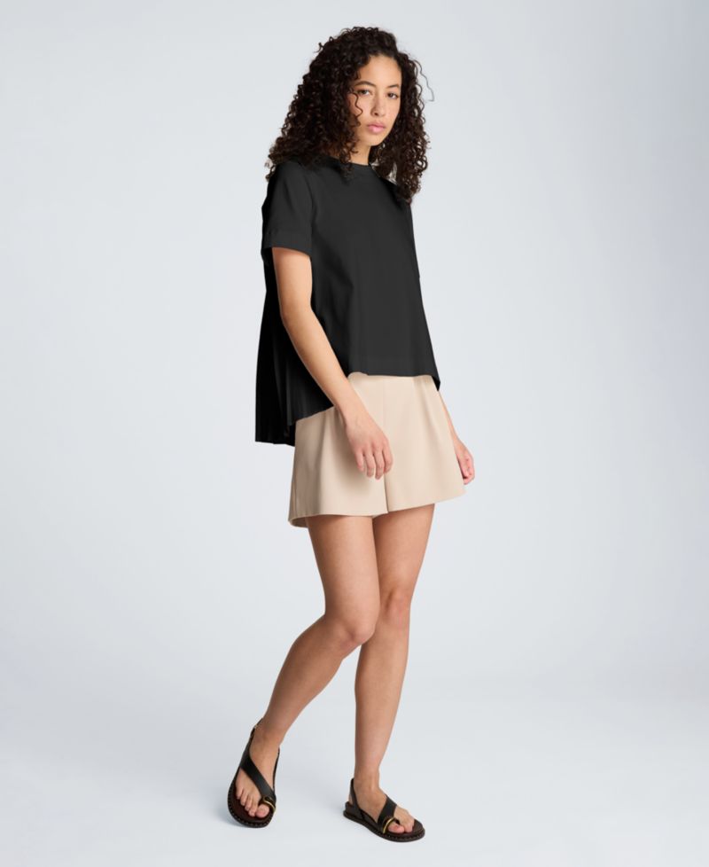 Women's Short-Sleeve High-Low Pleated Back T-Shirt