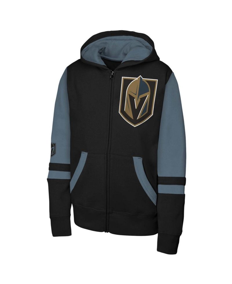 Big Boys and Girls Black Vegas Golden Knights Face Off Full-Zip Hoodie