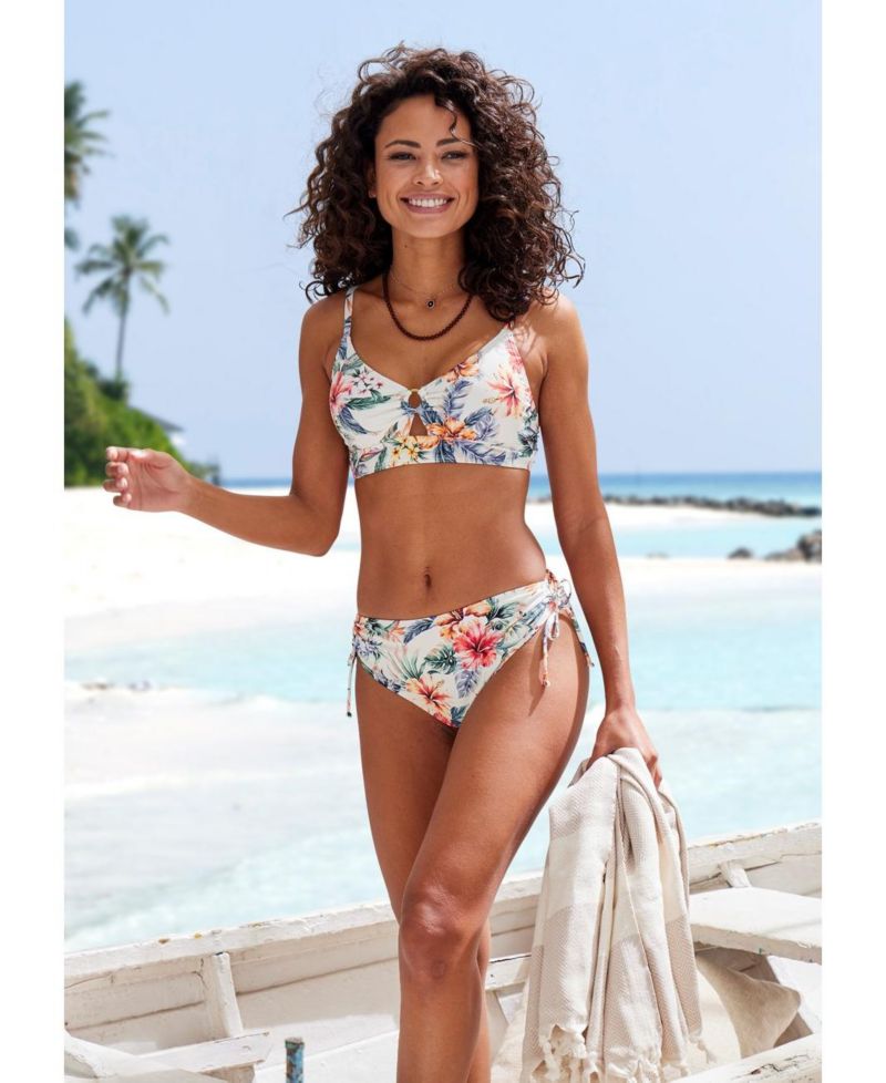 Women's Floral Print Mid Rise Bikini Mid-Rise Swim Bottom