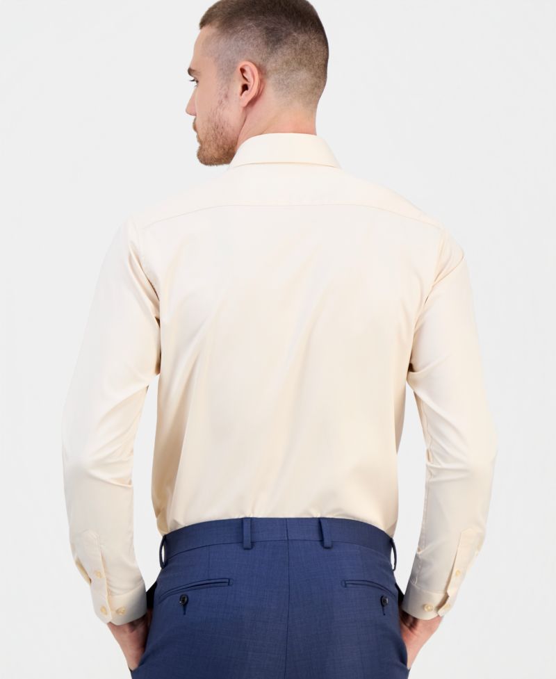 Men's Slim-Fit Solid Four-Way Stretch Dress Shirt