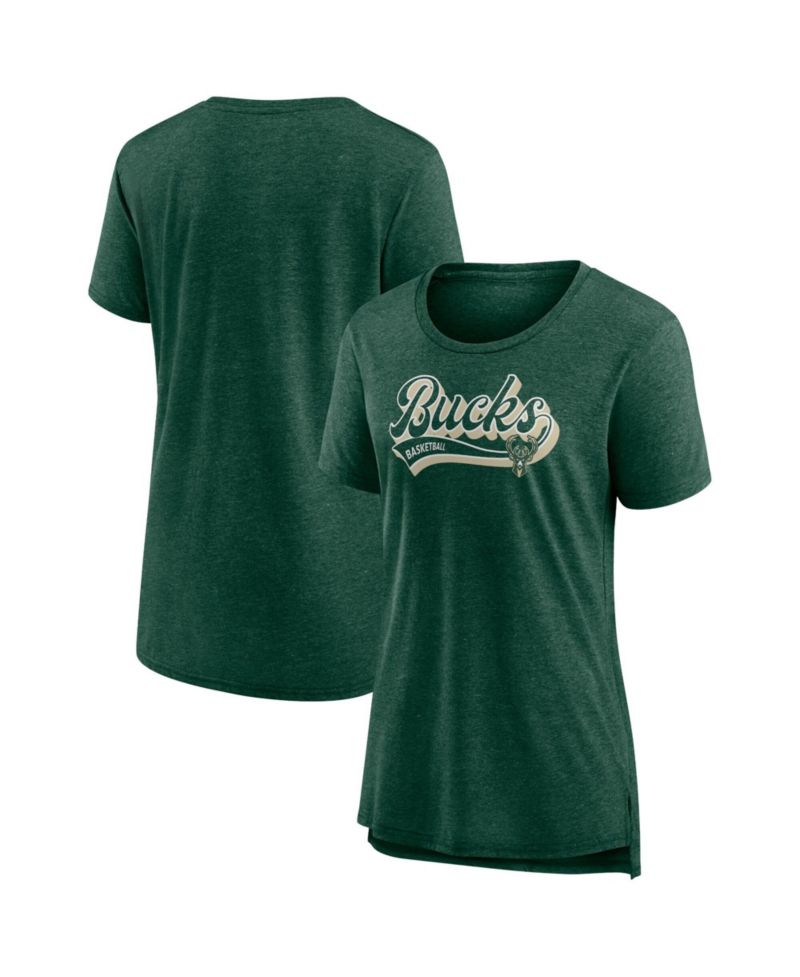 Women's Hunter Green Milwaukee Bucks League Leader Tri-Blend T-Shirt