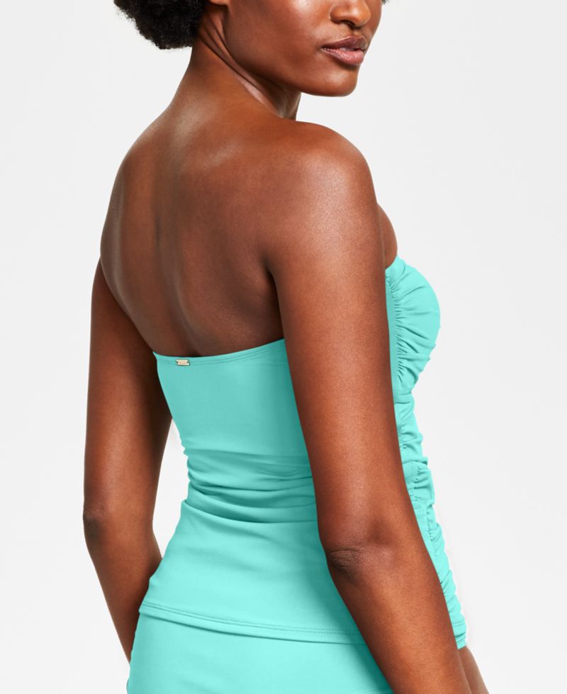 Twist-Front Ruched Tankini Top and High Waistband Bottoms