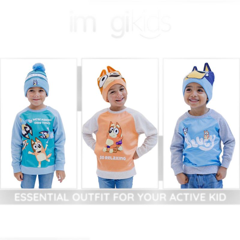 Little Boys (6-8) Bingo Fleece Sweatshirt and Gauze Hat