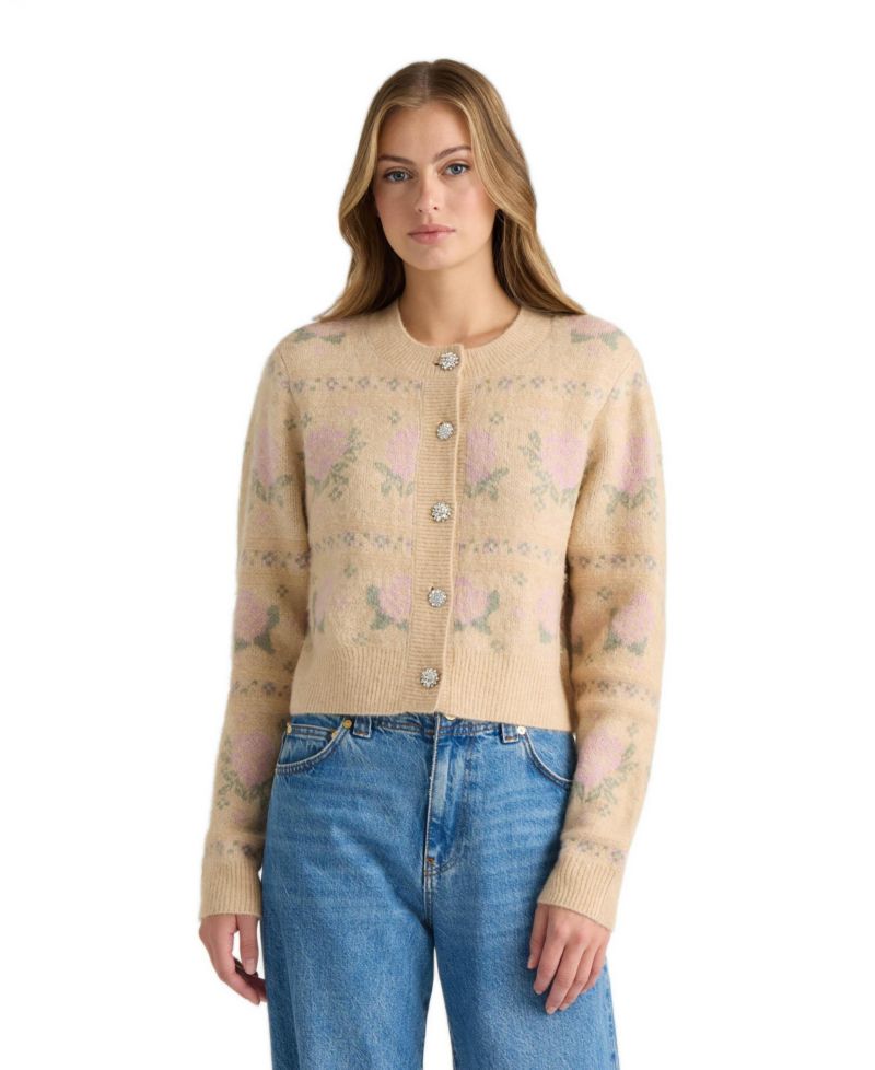 Women's Cropped Floral-Print Cardigan