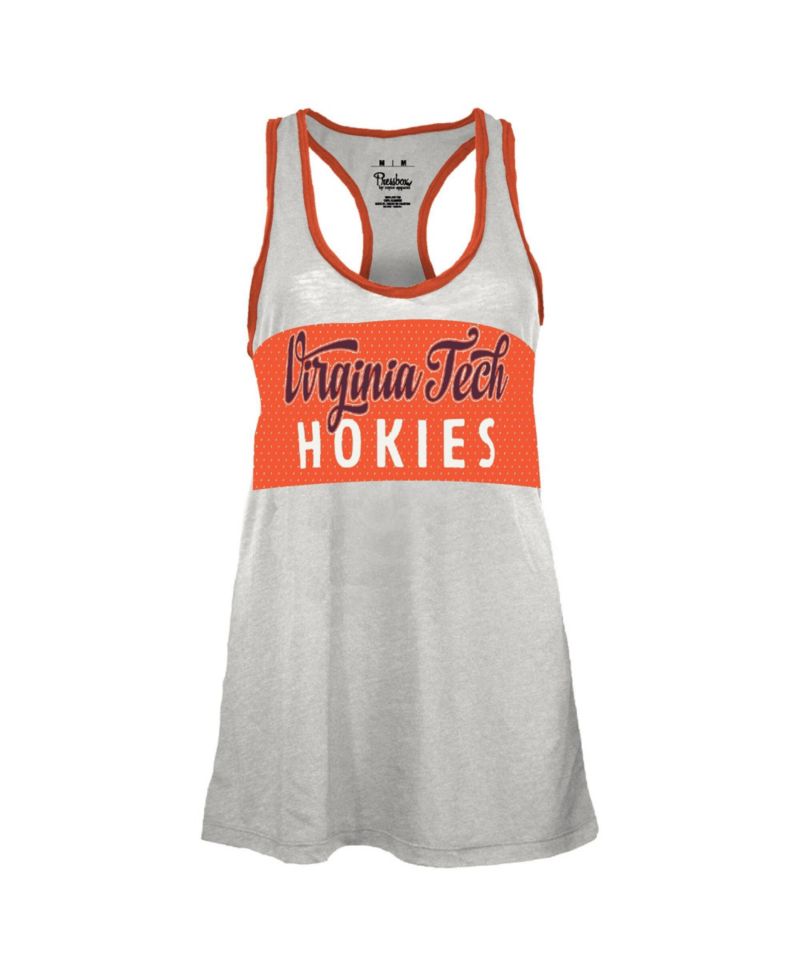 Women's White/Orange Virginia Tech Hokies Tracy Racerback Burnout Tank Top