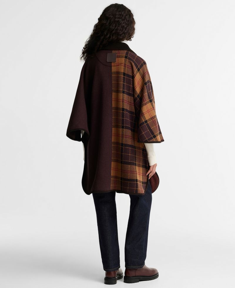 Women's Elva Tartan Wool-Blend Knitted Cape Coat