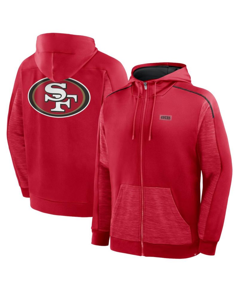 Men's Scarlet San Francisco 49ers Checkdown Pass Full-Zip Hoodie