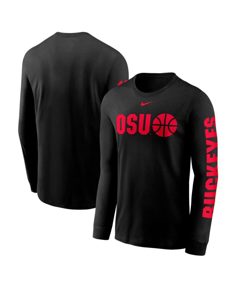 Men's Black Ohio State Buckeyes Basketball Icon Two-Hit Long Sleeve T-Shirt