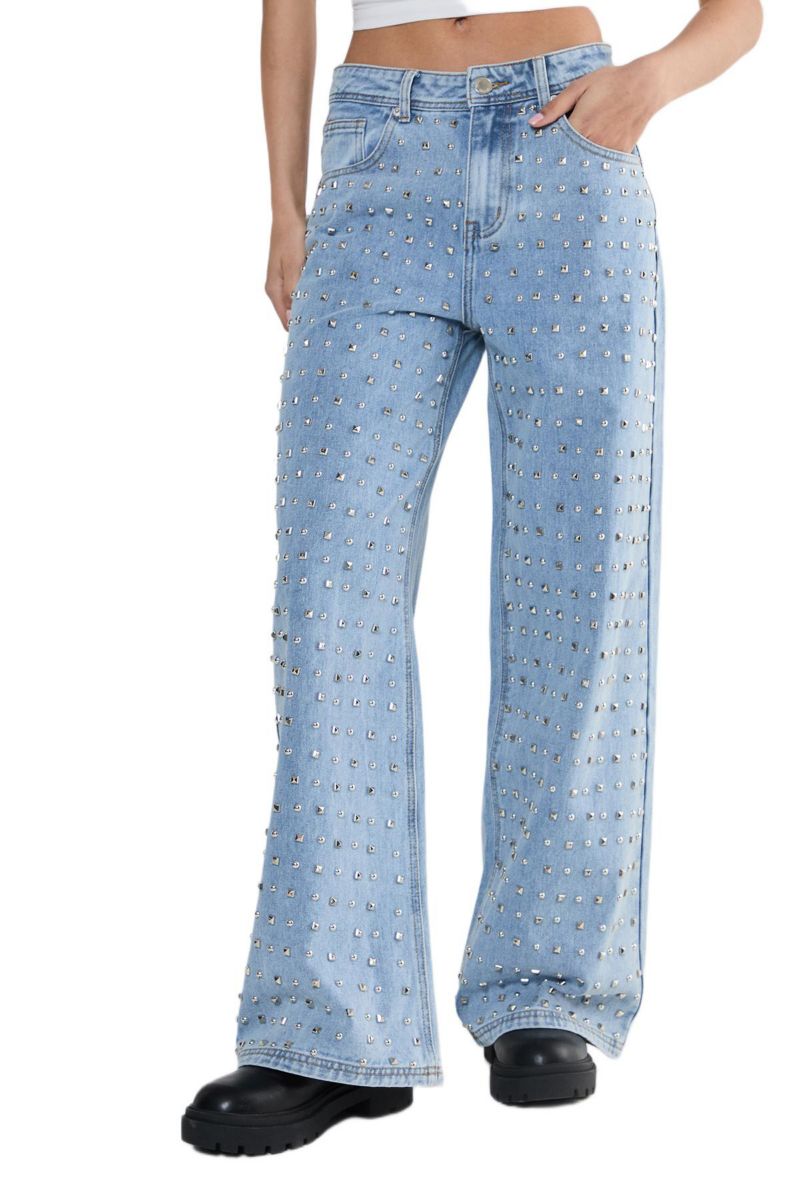Women's Studded Straight Leg Denim Jeans
