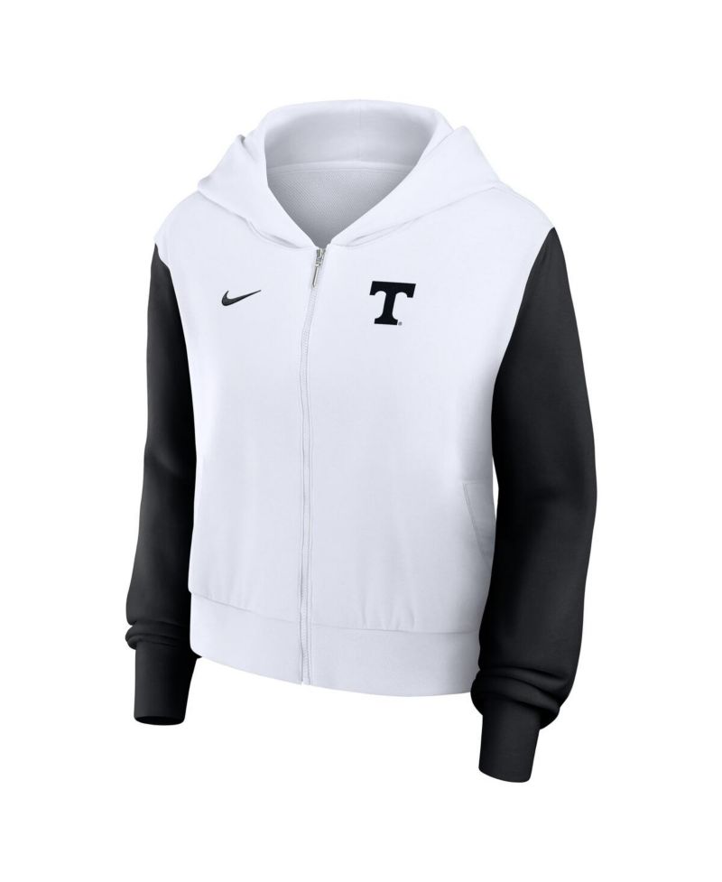 Women's White Tennessee Volunteers Cropped Beyond Capability Color-Block Script Full-Zip Hoodie