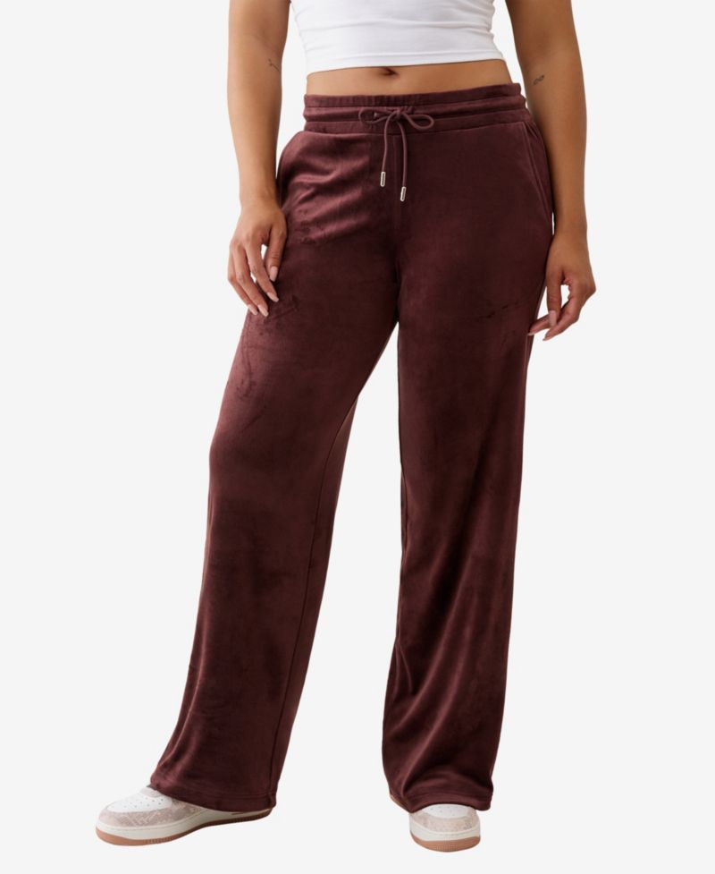 Women's Crystal Velour Straight Leg Pants