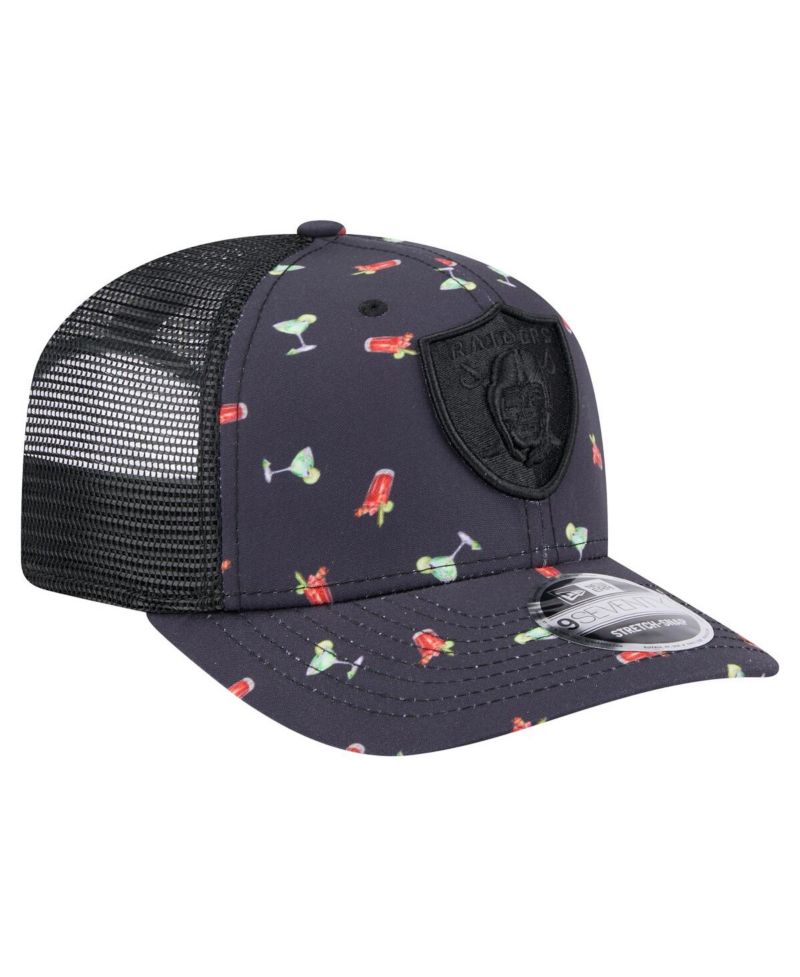 Men's Navy/Black Las Vegas Raiders Adventure Drinks Pattern 9SEVENTY Stretch Snap Hat