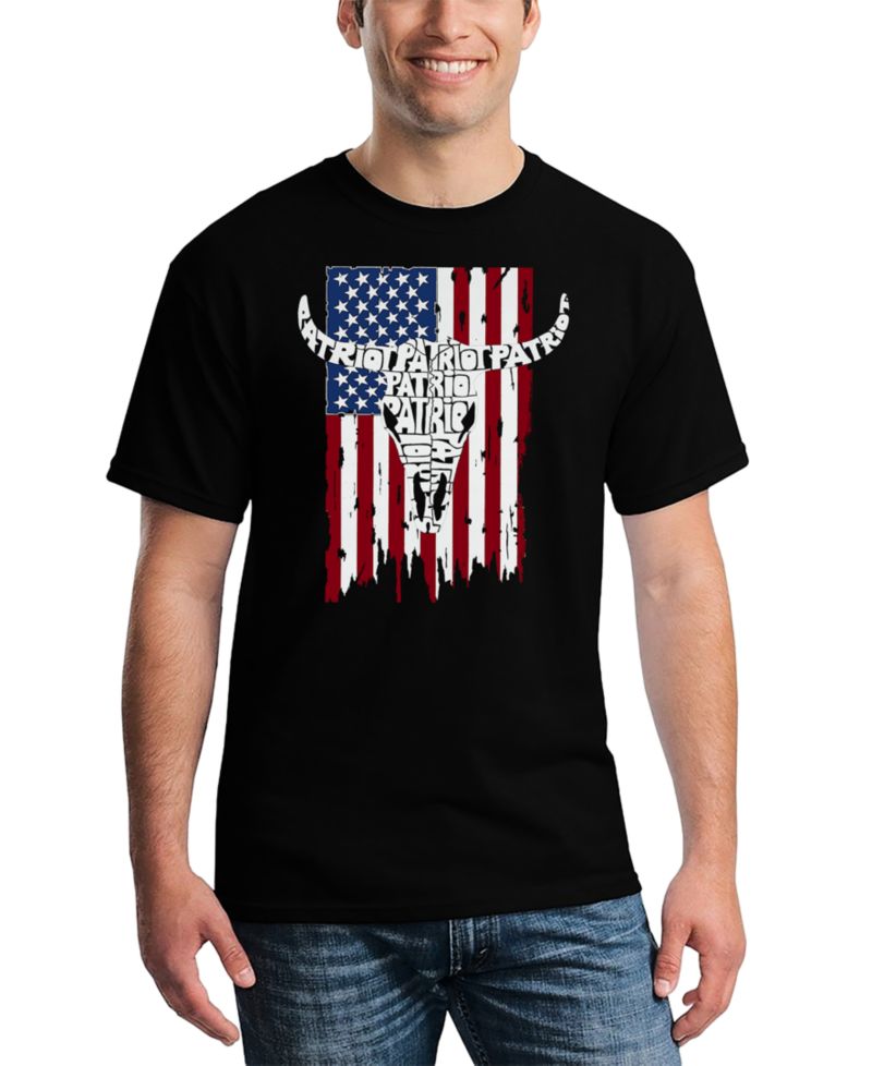 Men's Patriot Cow Skull Word Art T-Shirt