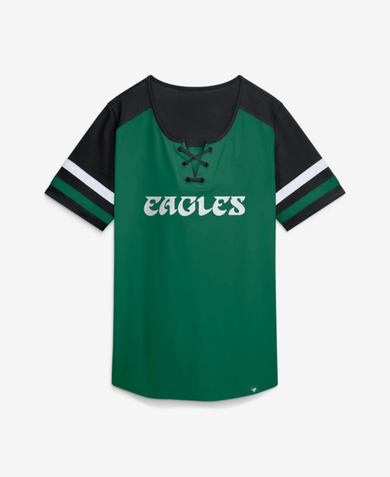 Women's Philadelphia Eagles Curl Route Athena Lace-Up Mesh T-Shirt