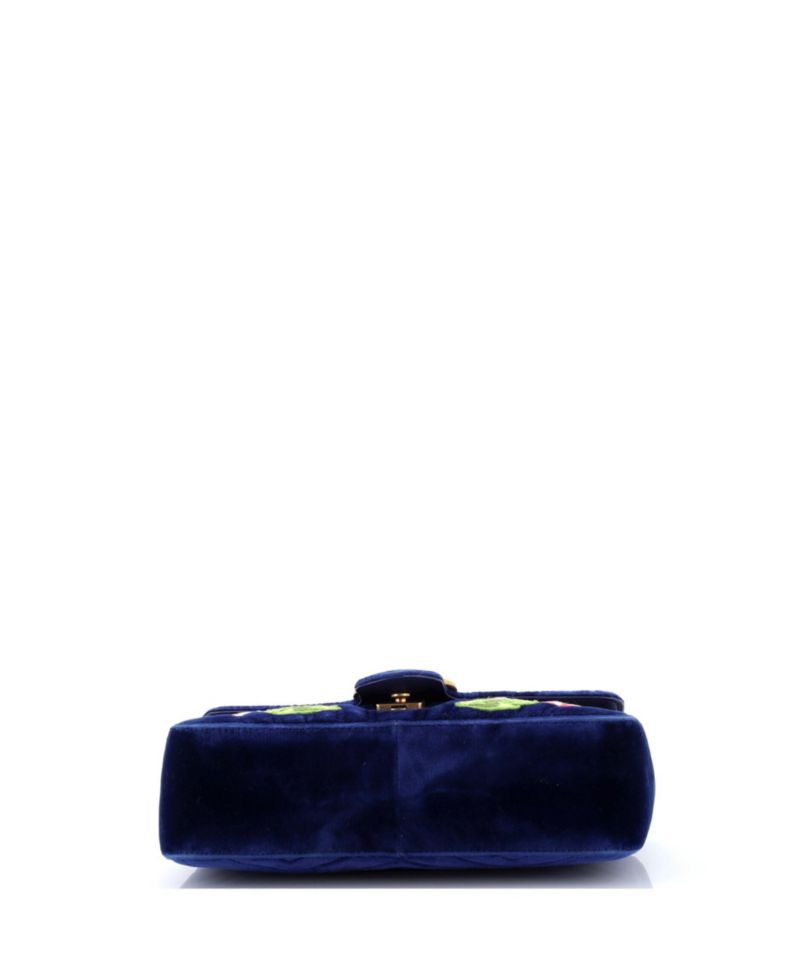 Small GG Marmont Flap Bag Embroidered Matelasse Velvet