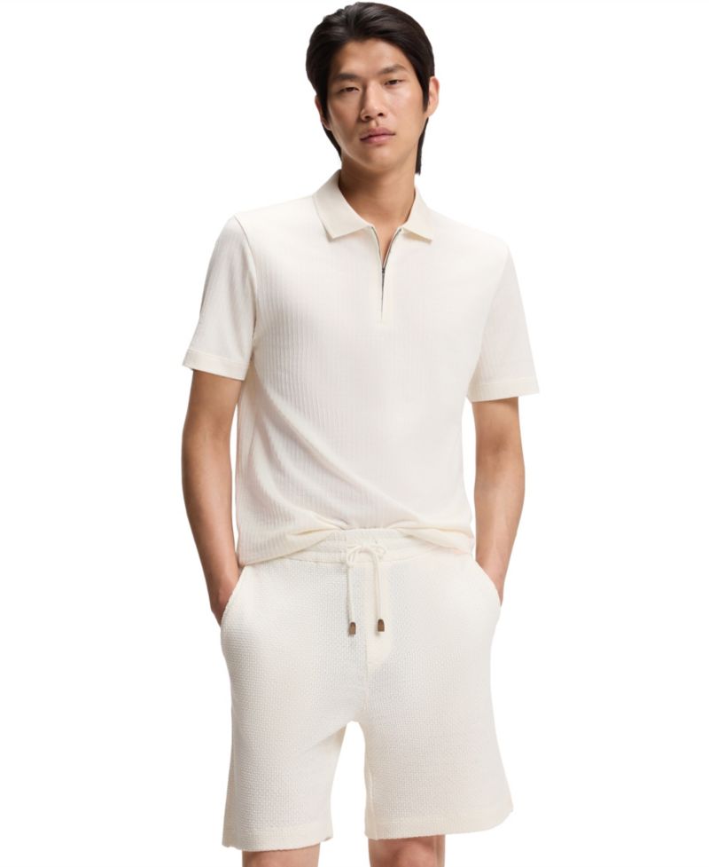 Men's Cotton Silk Zip-Neck Polo Shirt