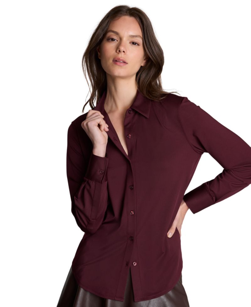 Women's Metro Knit Long Sleeve Button Front Shirt