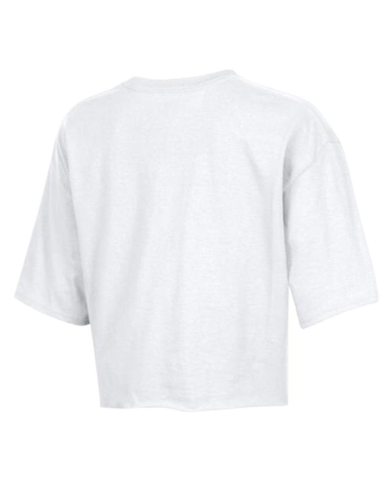Women's White San Francisco 49ers Boyfriend Cropped T-Shirt