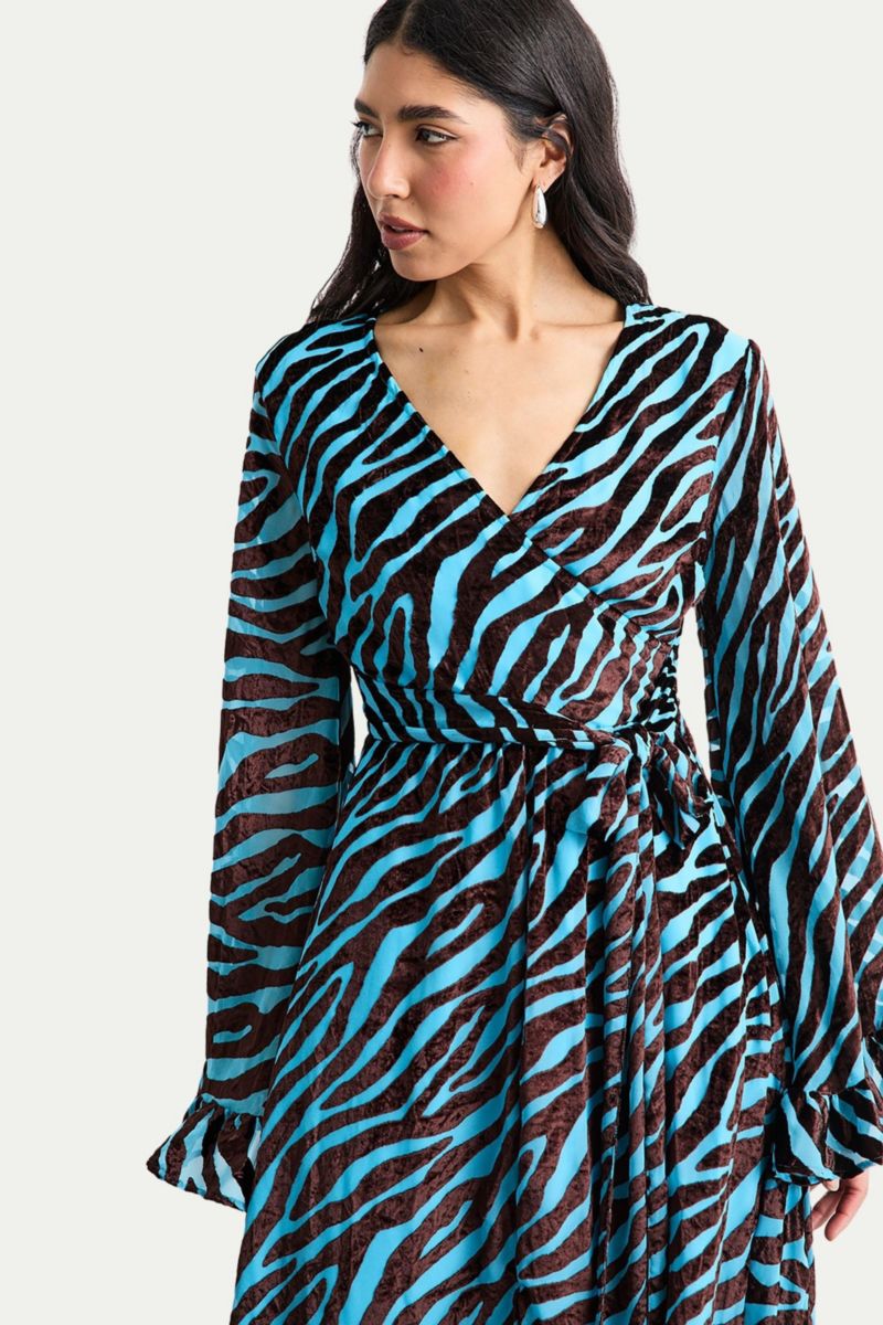 Women's Burnout Velvet Plunge Maxi Dress