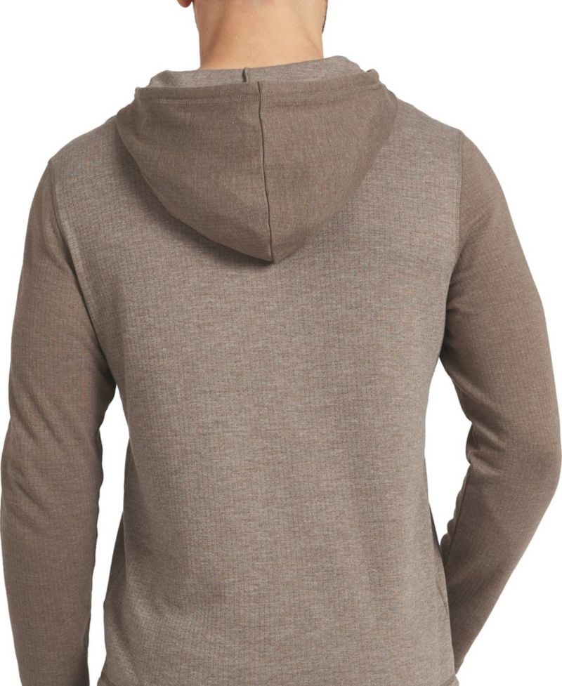 Men's Tan/Brown Denver Broncos Knit Hooded Henley Long Sleeve T-Shirt