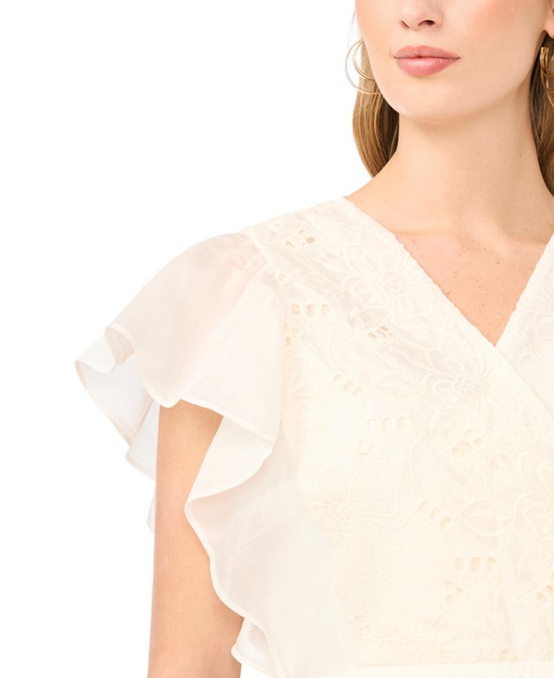Women's Lace Front Wrap Peplum Top