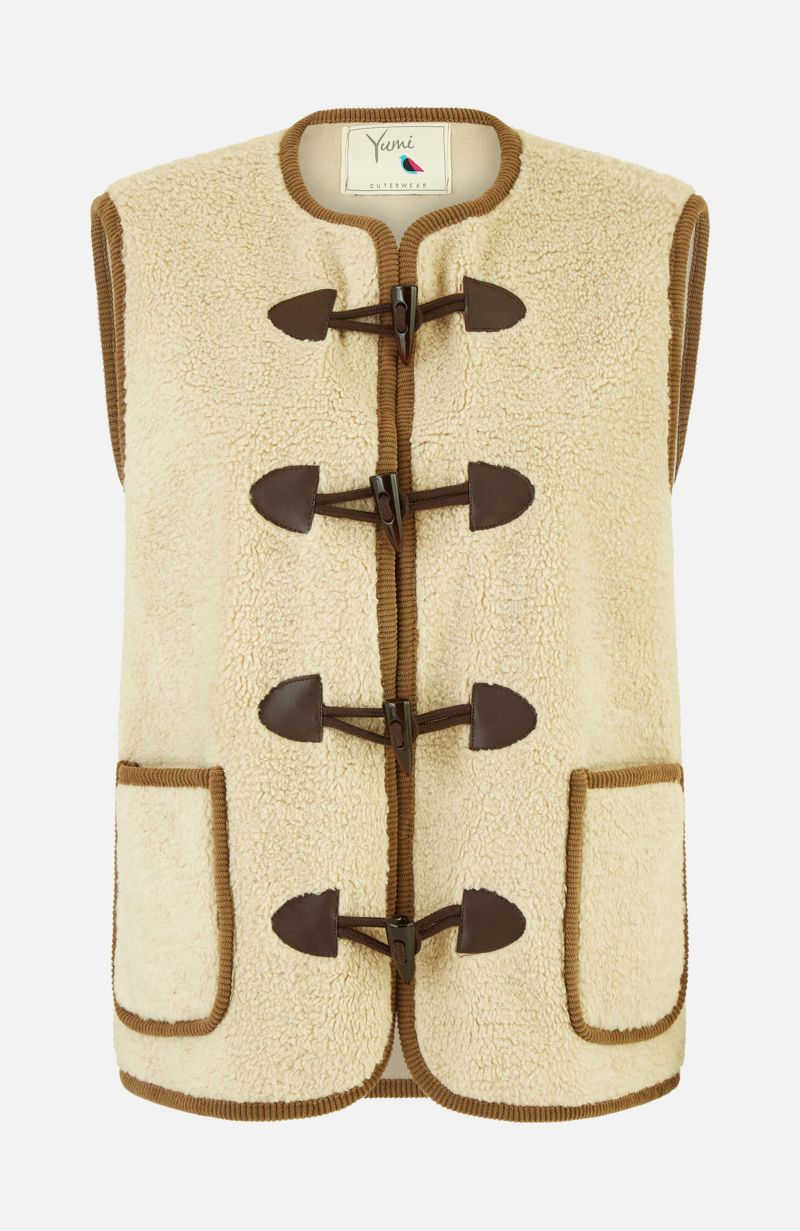 Women's Faux Leather Button Detail Gilet