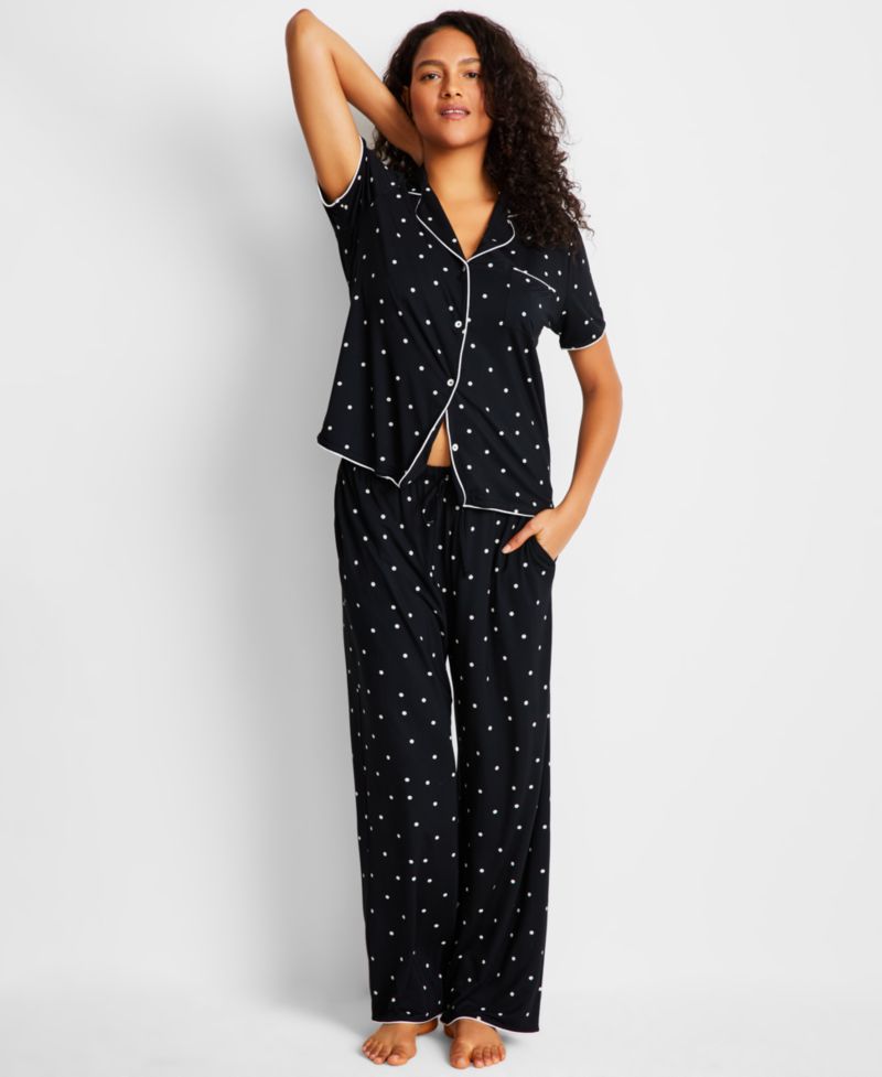 Women's Modal Fluid Knit Notch Collar Pajama Set