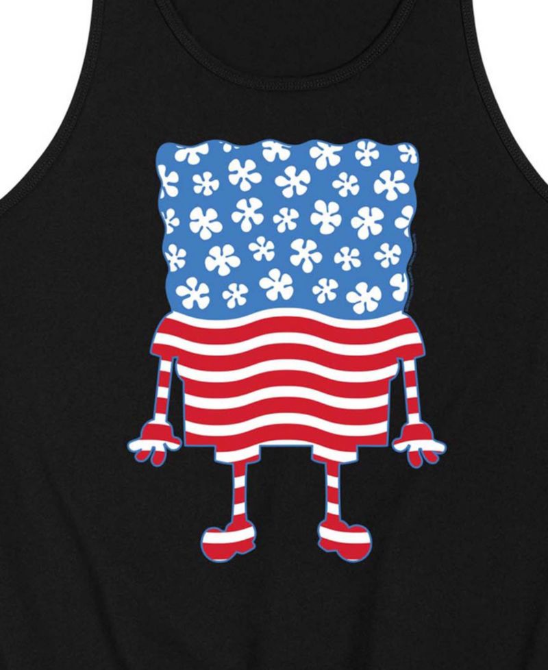 Men's SpongeBob SquarePants Silhouette Stars Stripes Sleeveless Graphic Tank Top
