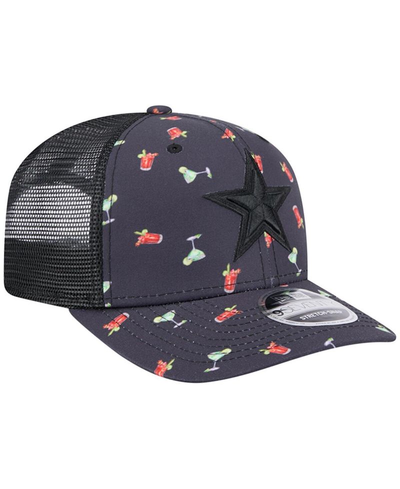 Men's Navy/Black Dallas Cowboys Adventure Drinks Pattern 9SEVENTY Stretch-Snap Hat