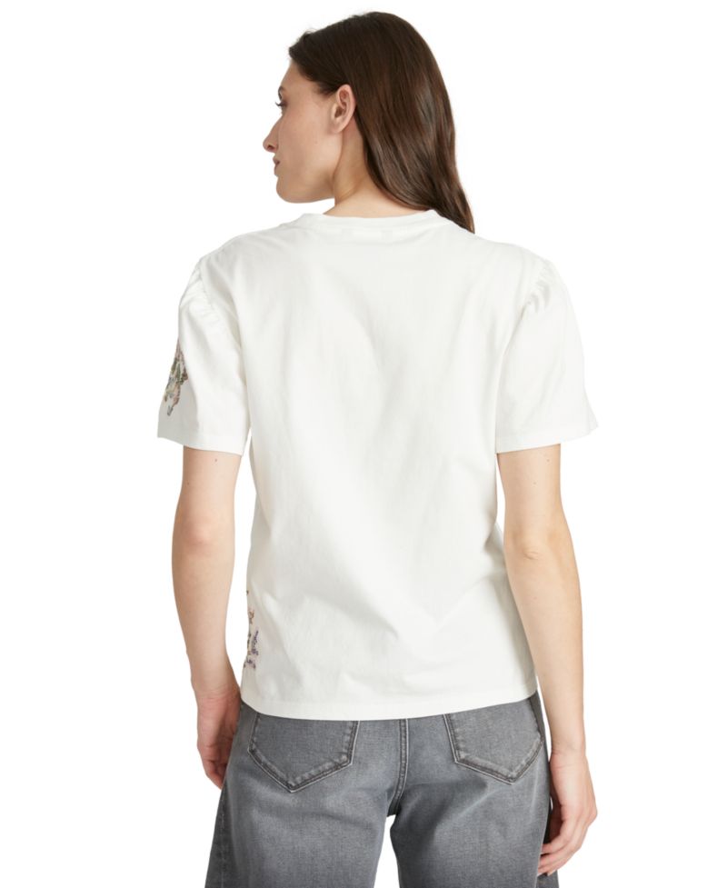 Women's Floral Embroidery Flutter T-Shirt