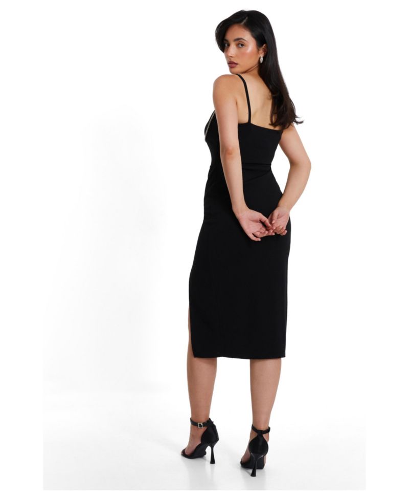 Women's Scuba Crepe Diamante Midi Dress