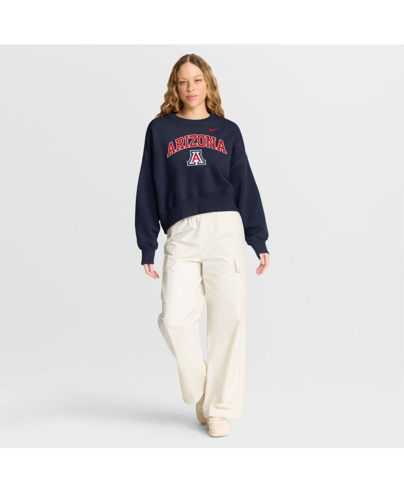 Women's Navy Arizona Wildcats Oversized Phoenix Arch Pullover Sweatshirt