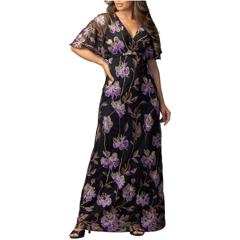 Women's Embroidered Elegance Evening Gown with Sleeves