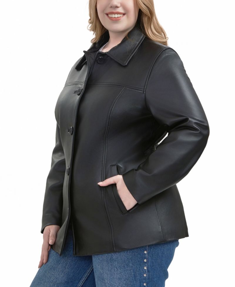 Plus Size Evie Leather Car Coat