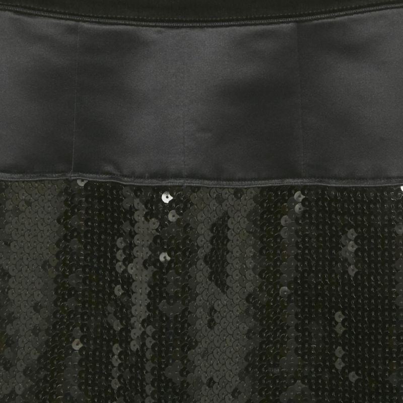 Women's Black Sequin & Satin Pencil Skirt