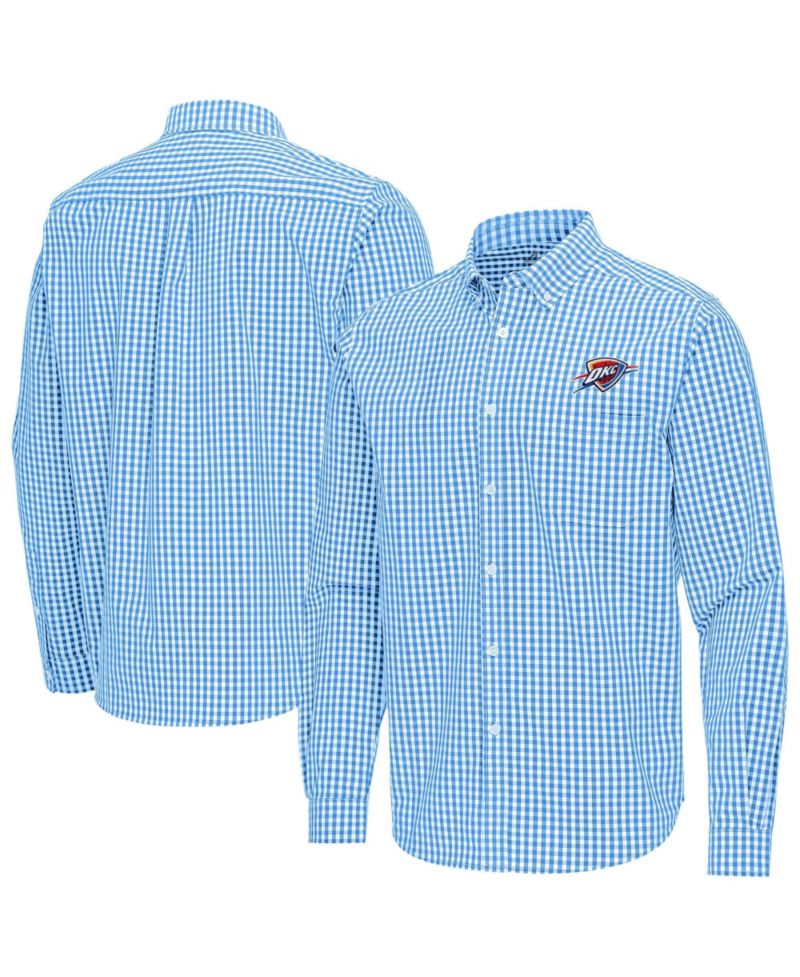 Men's Powder Blue Oklahoma City Thunder Ellis Woven Tri-Blend Button-Down Shirt