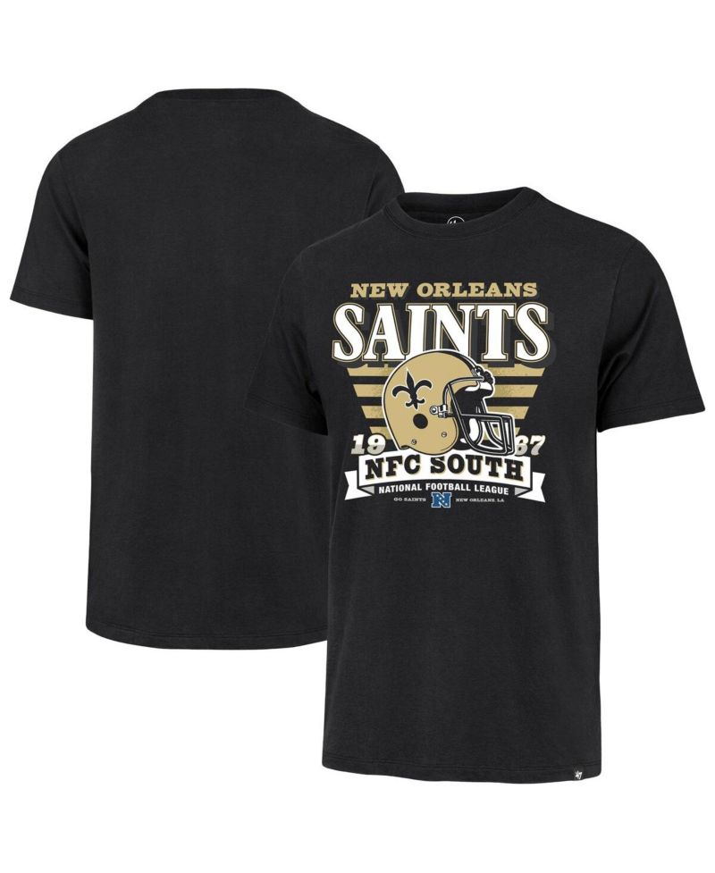 Men's Black New Orleans Saints Stripe Splash Franklin Throwback T-Shirt