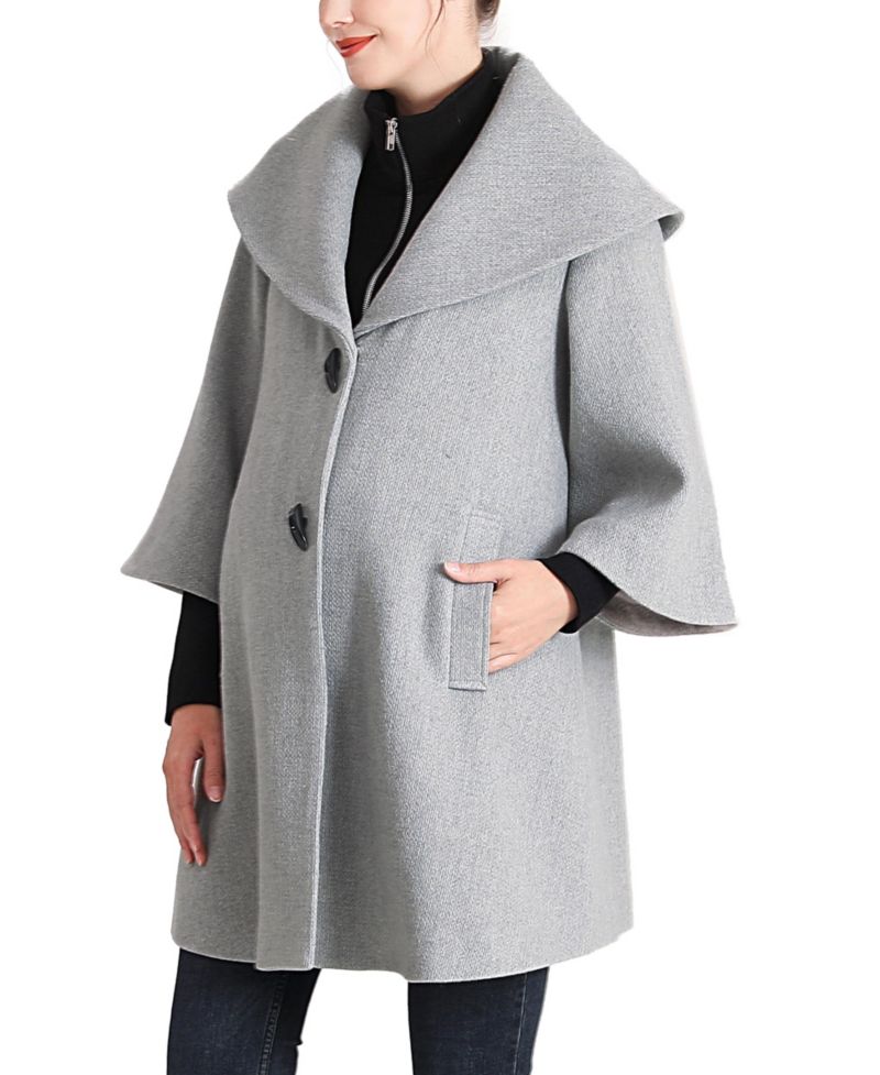 Maternity Aanya A-Line Wool-Blend Removable Bib Coat
