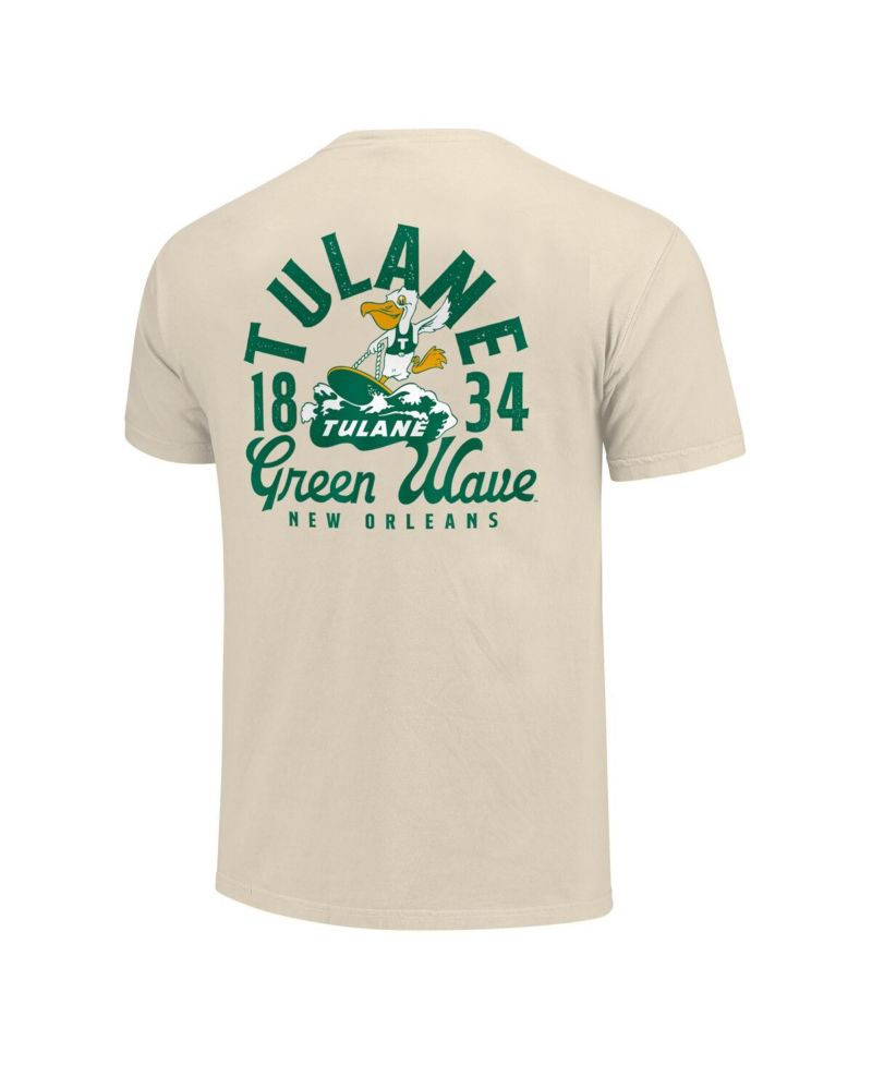 Men's Cream Tulane Green Wave Comfort Colors Mascot Overlay T-Shirt