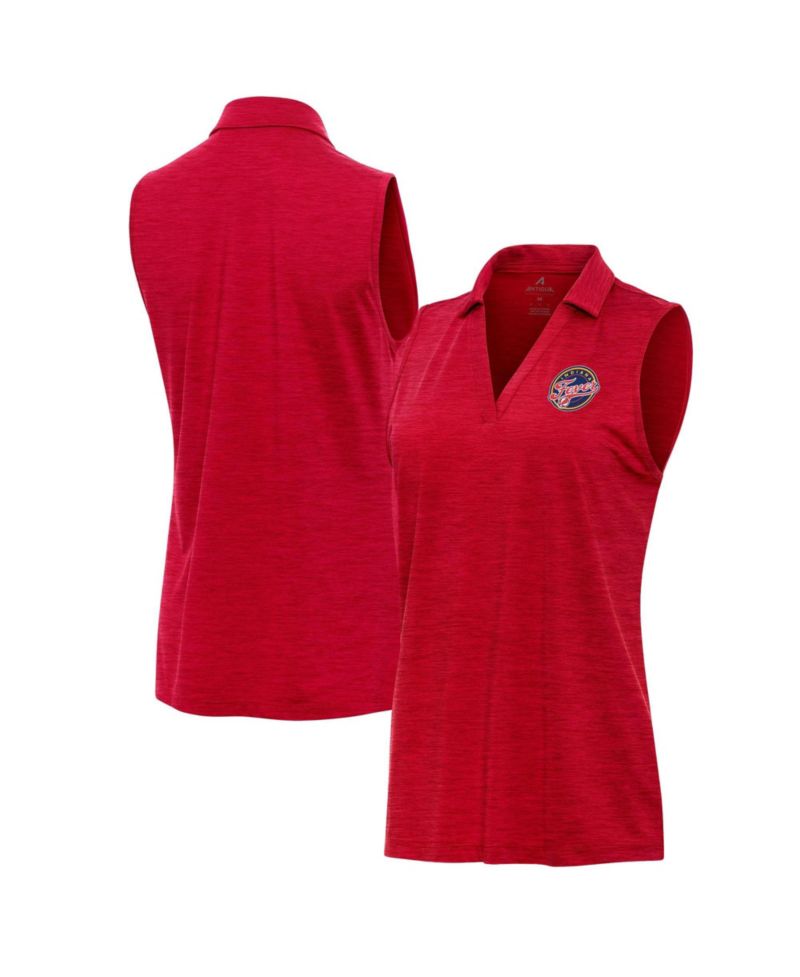 Women's Heather Red Indiana Fever Layout Sleeveless V-Neck Polo Shirt