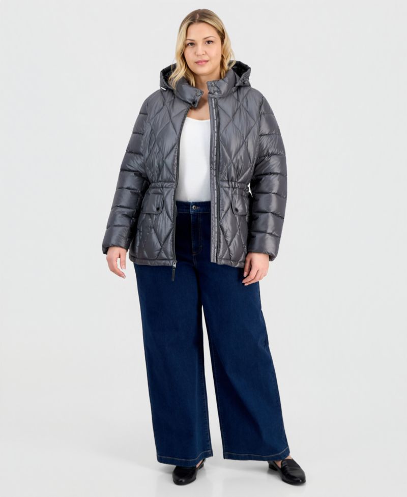 Michael Kors Plus Size Hooded Anorak Packable Puffer Coat