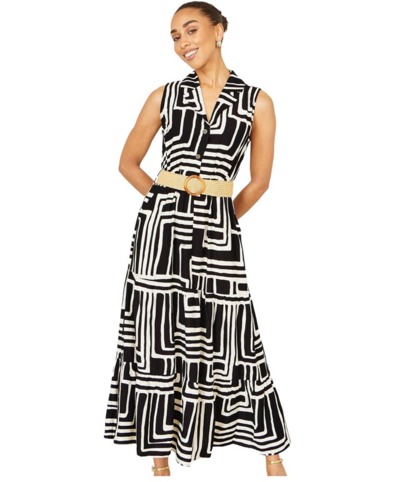 Women's Geo Print Midi Shirt Dress