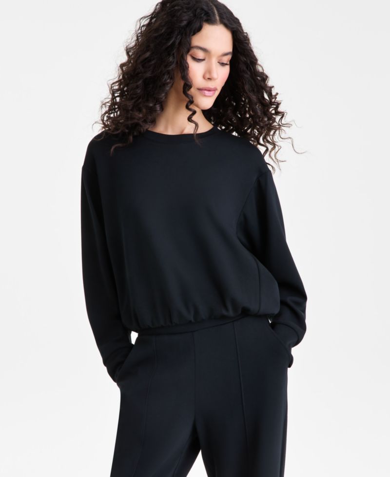 Women's Off Duty Long-Sleeve Bubble-Hem Sweatshirt