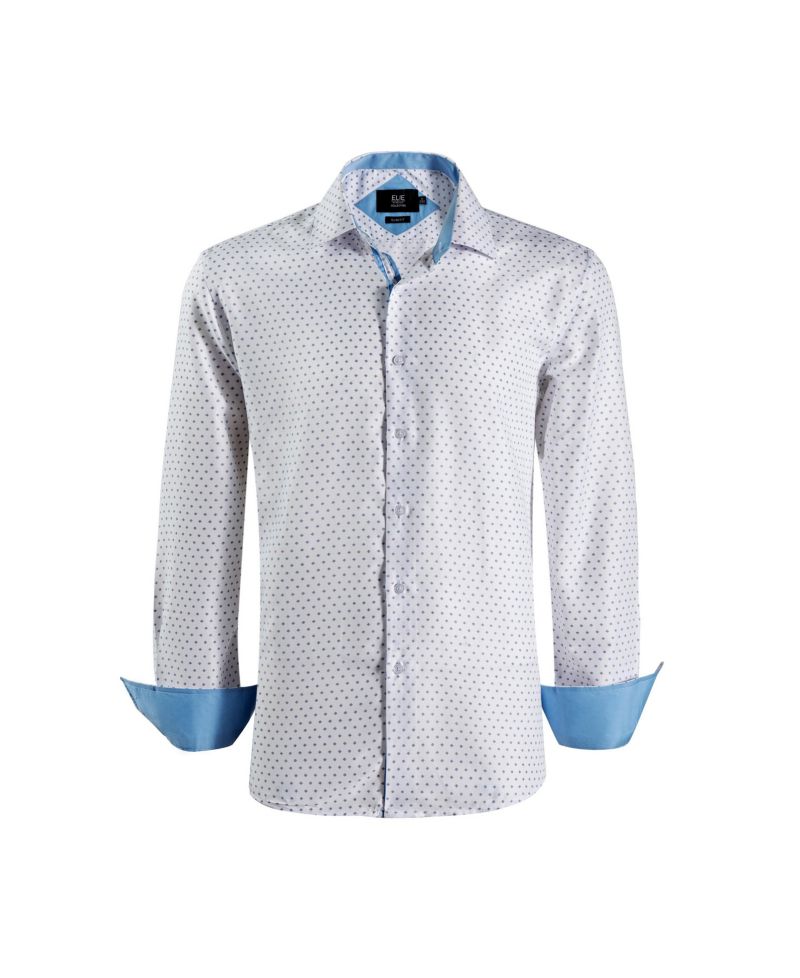 Big Boys White Micro Ditsy Print Slim Fit Shirt for