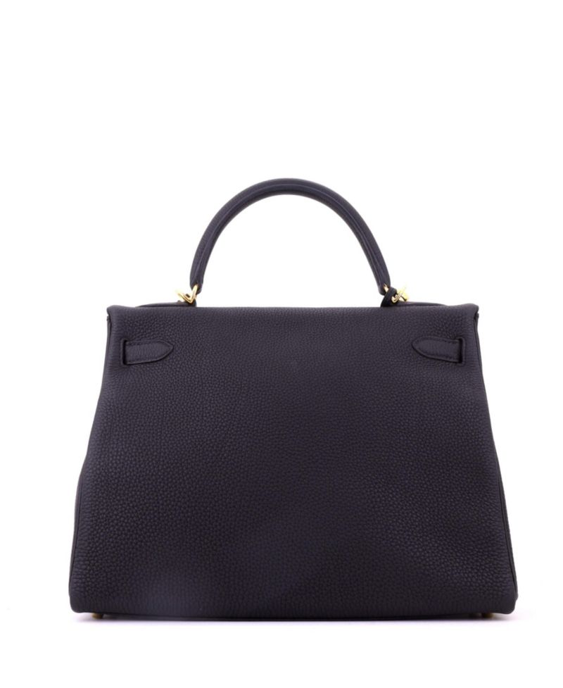 Pre-Owned Hermes Kelly 32 Handbag Black Togo with Gold Hardware