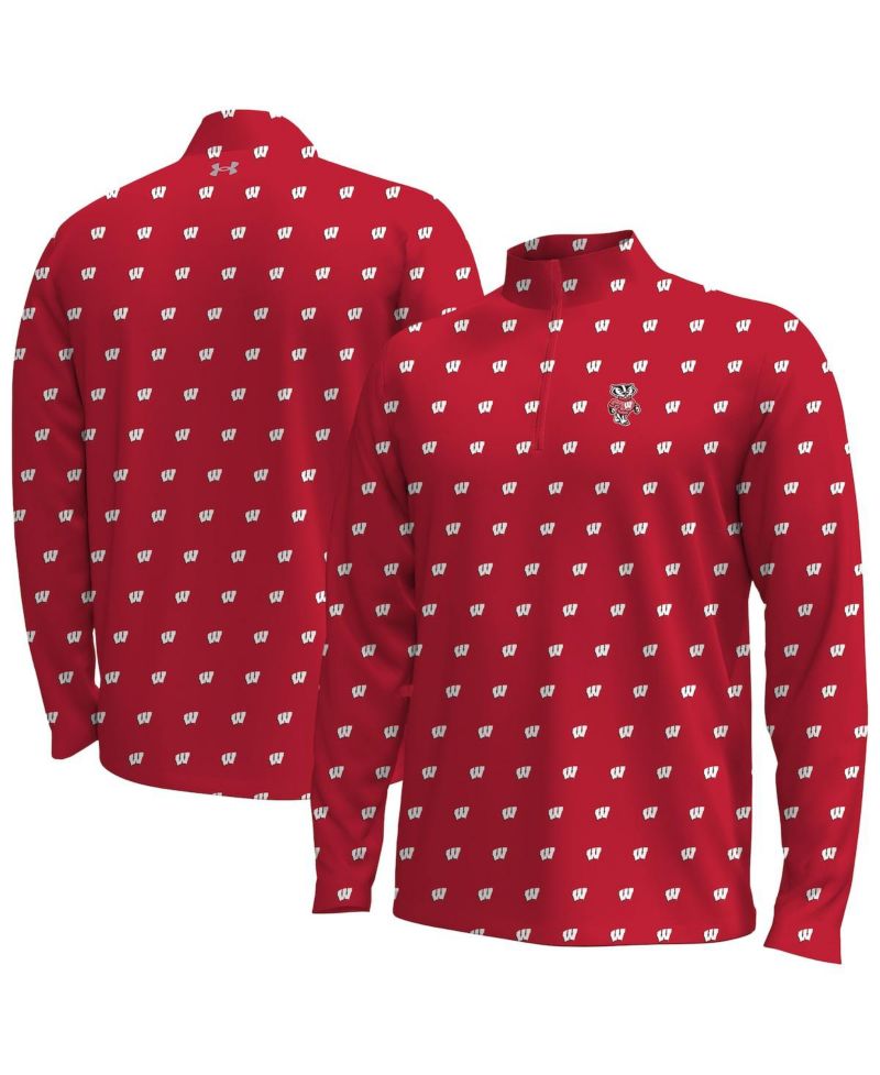 Men's Red Wisconsin Badgers Gameday ArmourFuse Half-Zip Jacket
